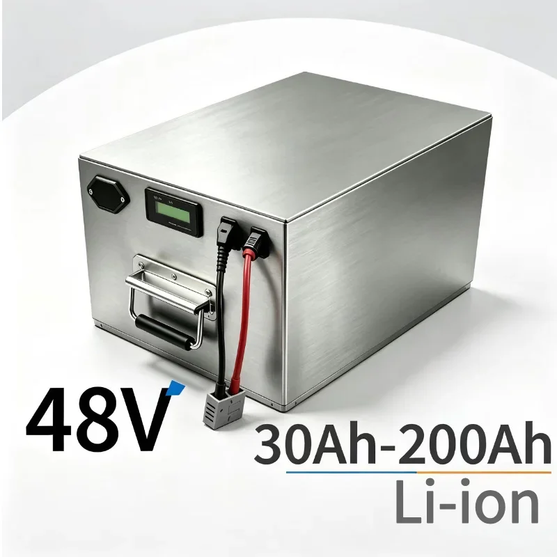 High Capacity 48V Li-ion Battery 40Ah-200Ah With Charger, 4000+ Cycles Power Supply for Electric Scooter, Motorcycle, Off-Grid S