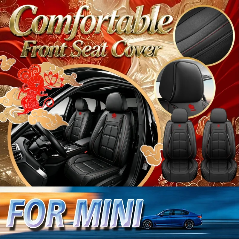 High-End Car Seat Covers For The Two Front Seats For MINI Thickened Version, Durable And Easy To Clean, With A Rear Storage Bag