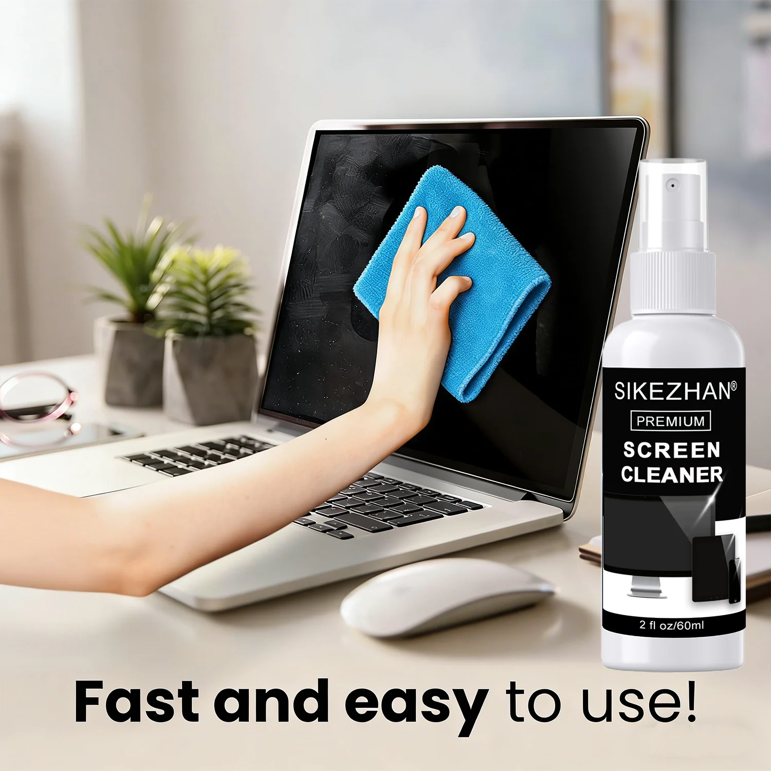 Kit de spray limpiador de pantalla de 60 ml y paño de microfibra: sin rayas para pantalla LED OLED Smart TV, monitor, computadora portátil, iPad, tableta y automóvil
