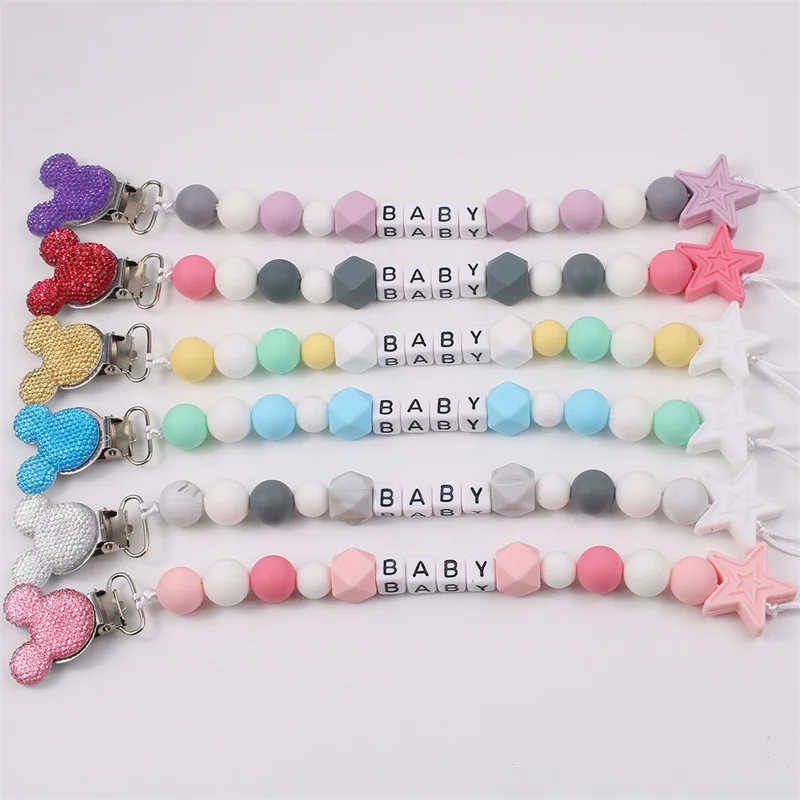 Popular Silicone Personalized Baby Pacifier Clip Baby Name Custom Pacifier Clip Can Be Named Pacifier Chain Baby Supplies