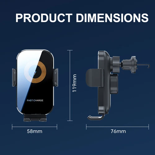 Imagen 2 del producto Cargador inalámbrico para coche de 66/15W, soporte para teléfono, carga rápida para iPhone, Xiaomi, Samsung, soporte de detección inteligente