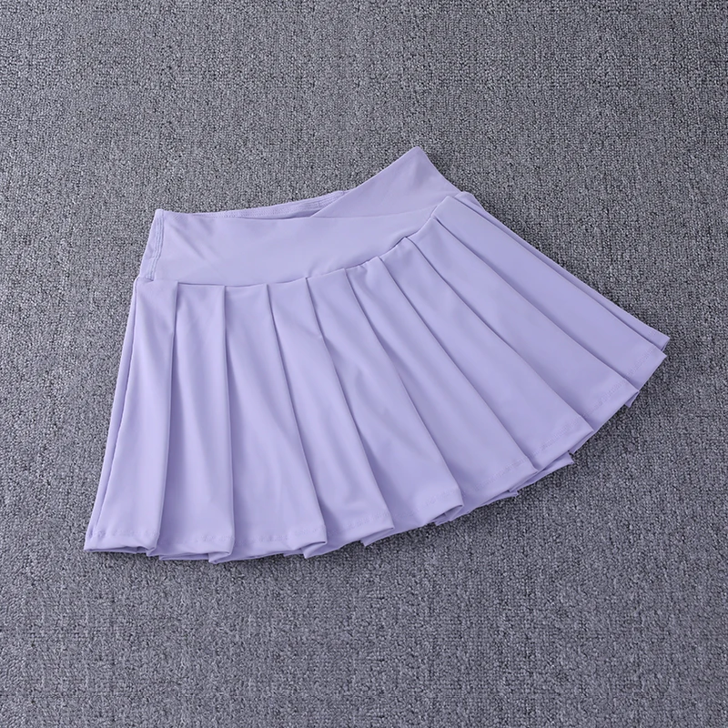 2024 New Best-Selling Pleated Nylon Spandex High Waisted Pocket Skirt With Anti Glare A-Line Sports Tennis Skirt