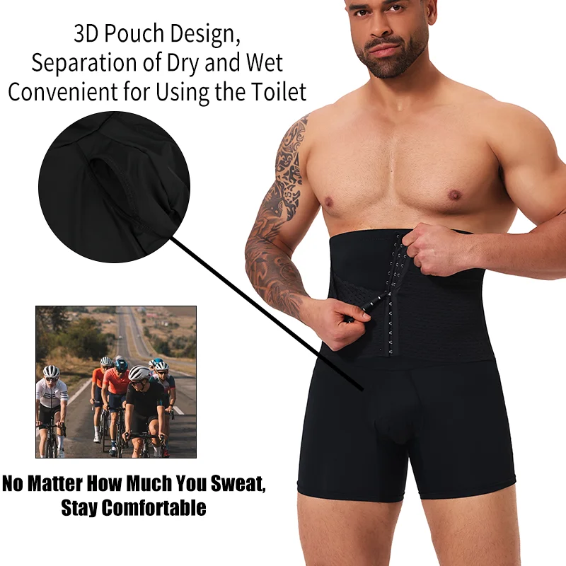 New Men Firm Tummy Control with Hook High Waist Trainer Body Shaper Butt Lifter Shapewear Panties High Stretch Slimming Fajas