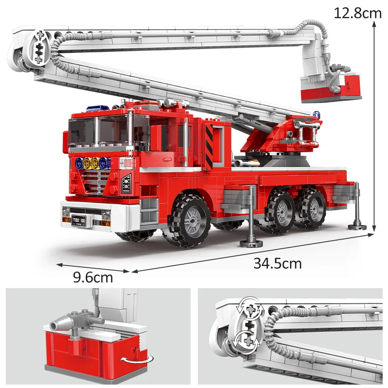 ZKZC City Fire Rescue Vehicle Series Airport Fire Vehicle Building Block Technical Fire Police Car Brick Children Toys Gifts