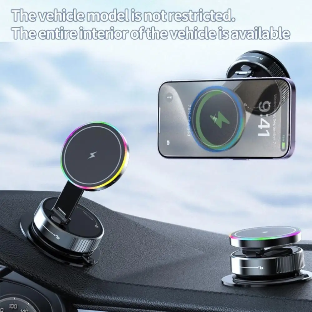 15W Kabelloses Ladegerät 360 Grad Drehbare Vakuum-Autohalterung Magnetische Autohalterung Vakuum-Handyhalterung für iPhone Samsung Xiaomi – Detail 7