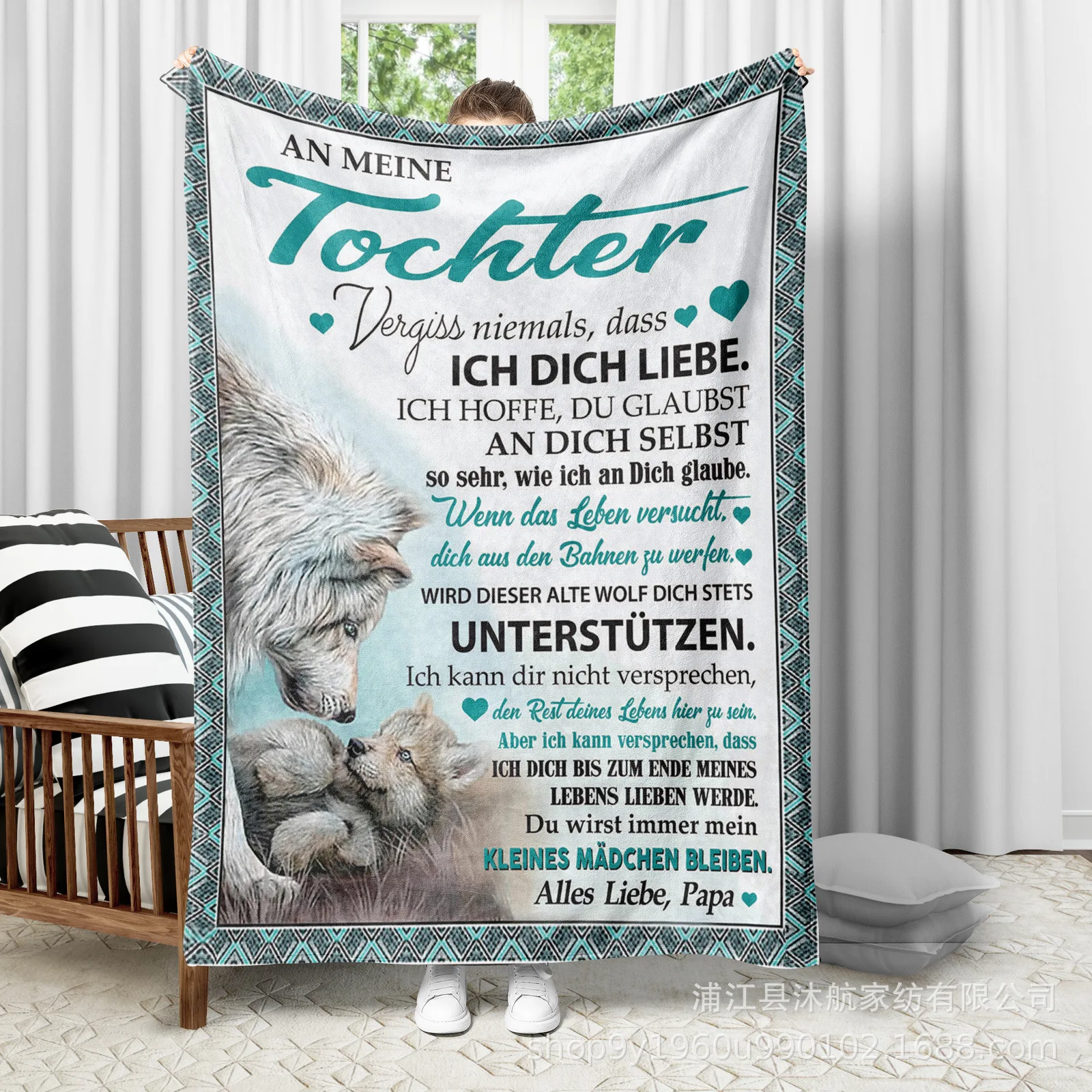 An Meine Tocher Flannel Blanket For My Son Daughter With German Words Collage Customized Letter Blankets Gifts Throw Blanket