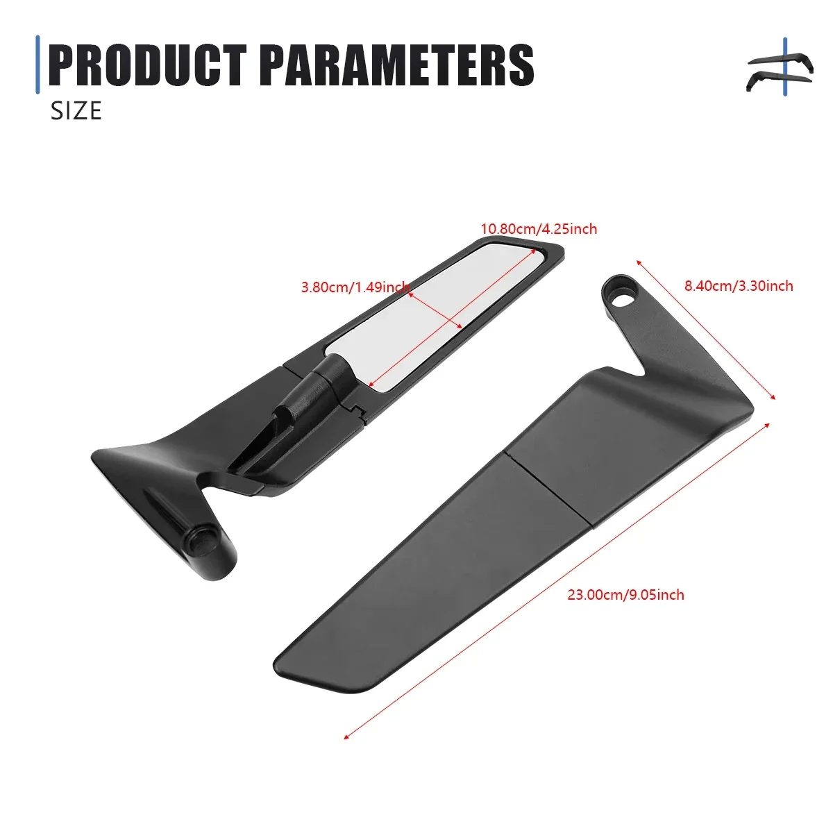 Rétroviseurs de moto pour YAMAHA MT03 MT07 MT09 MT10 XMAX KTM BMW S1000R, Kits de rétroviseurs à ailes furtives pour rotation des rétroviseurs réglables