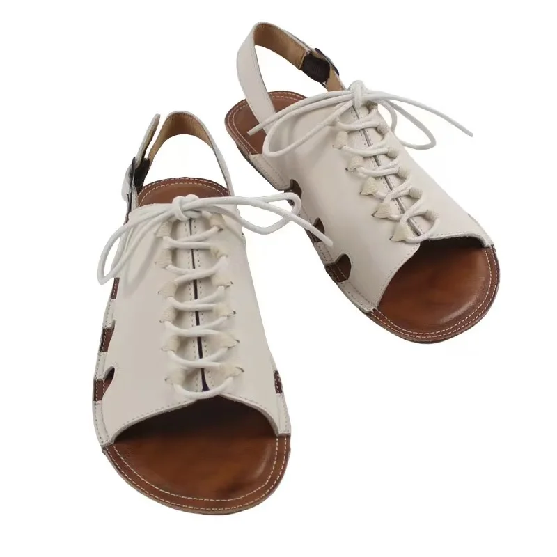 

Careaymade-женская обувь из натуральной кожи, индивидуальный дизайн, сандалии из воловьей кожи в стиле ретро на плоской подошве из мягкой кожи, кожаные внешние римские сандалии