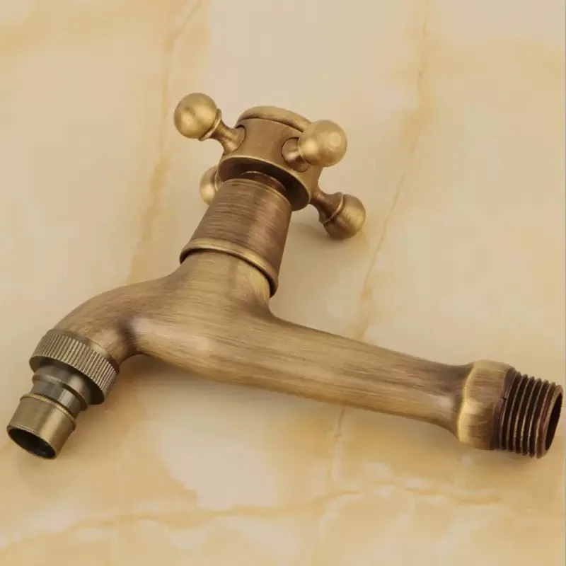 

Wall Mount Retro Brass Small Pool Tap Decorative Outdoor Garden Faucet Washing Machine Mop WC Single Cold Water Taps