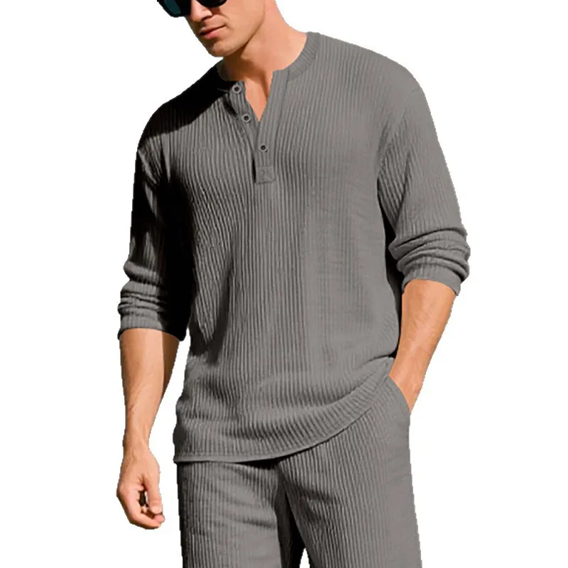 

Новая модная осенняя американская рубашка в рубчик с длинными рукавами, мужская свободная повседневная рубашка на пуговицах, универсальный пуловер