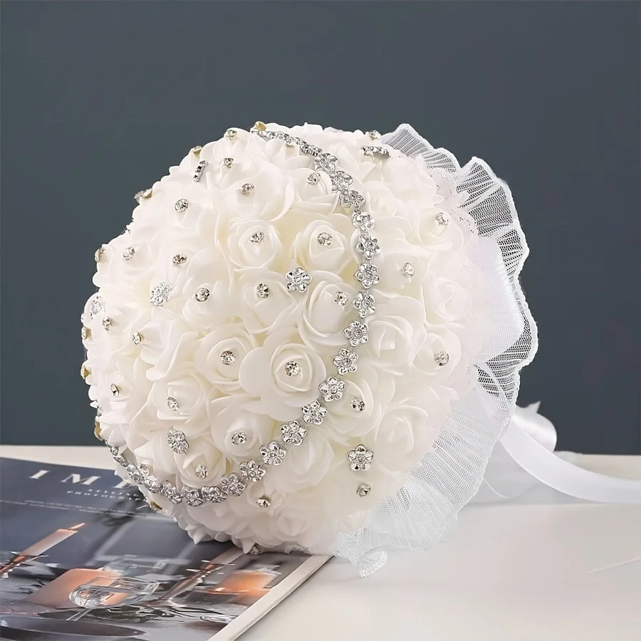 1 piece wedding romance revolves around flowers, fairy tale wedding, bride and groom, gentle sweet, artificial bouquet