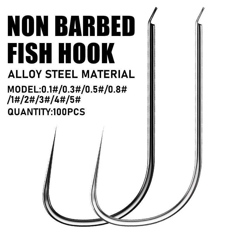 100 قطعة خطاف صيد عالي القوة مقاس 0.1 # -5 #   خطاف صيد حاد غير حاد من سبائك الصلب لملحقات سمك الشبوط البلطي