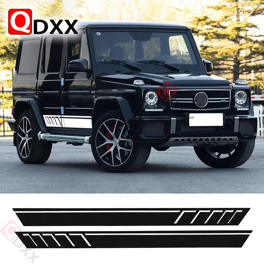 2pcs Car  Side Stripes Skirt Racing Decal Stickers for Mercedes Benz G63 G65 W463 G Class AMG- 6 colors AMG Performance