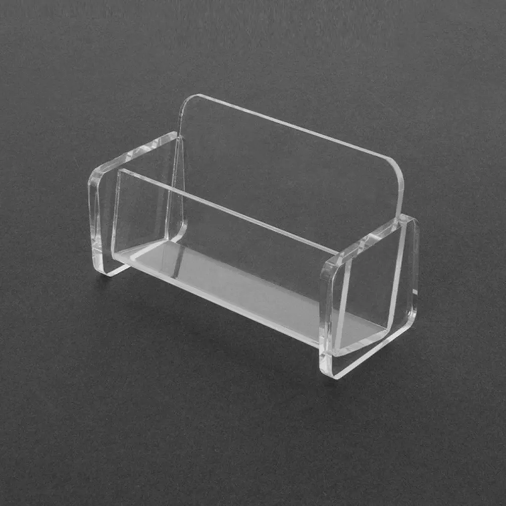 2Pcs Acrylic Business Card Holder Compact Display Stand Desk Organizer Small Card Storage for Office Workspace