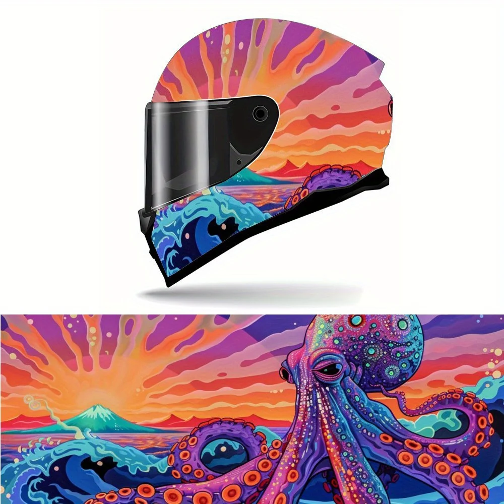 

Ukiyo - e fusion octopus motorcycle vinyl wraps helmet decal, self-adhesive waterproof helmet decoration, helmet sticker,univers