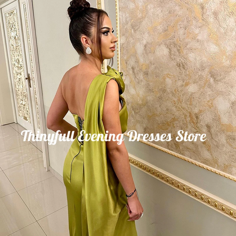 Thinyfull Formal Prom Evening Dresses Mermaid One Shoulder Side Slit Night Dress Saudi Arabia Cocktail Party Gowns Custom Size