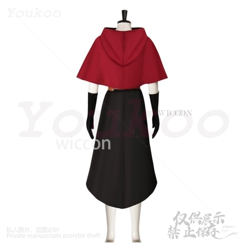 Costume de Cosplay Anime Delicious In Dungeon Rinsha Fana, cape châle rouge, robe noire, uniforme Sexy, perruques pour femmes et filles