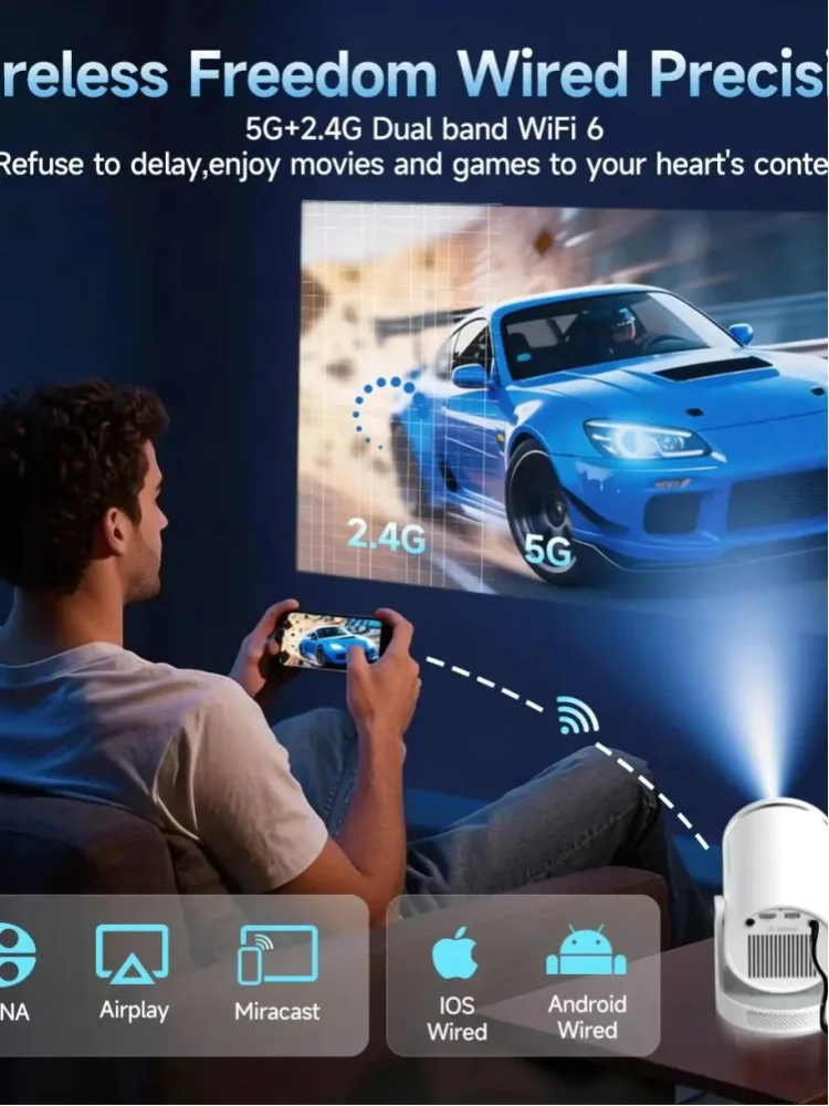 Magcubic HY320Pro Smart Android 14 Projektor, 400ANSI Native 1080P Autofokus, Sprachsteuerung 8K-Unterstützung Tragbares Heimkino-Gerät, HY300 Pro Upgrade