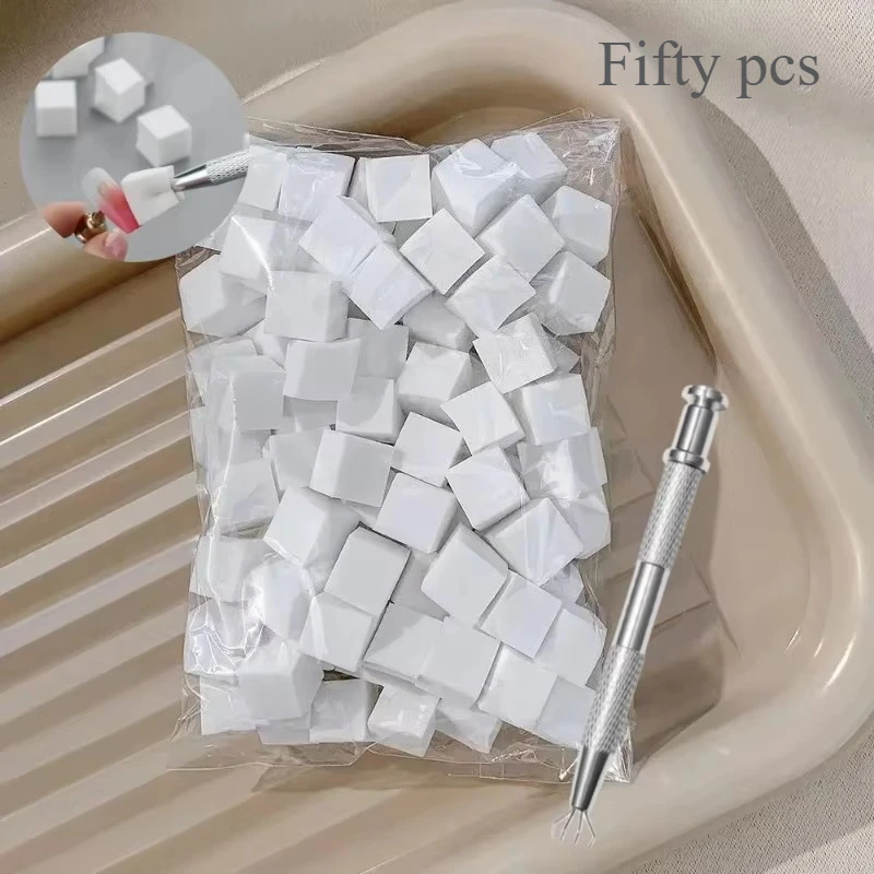 

50Pcs Square Nail Art Sponge Set Gradient Nail Brushes Gel Polish Design Nail Sponge Grab Pen Manicure Supplies 229w