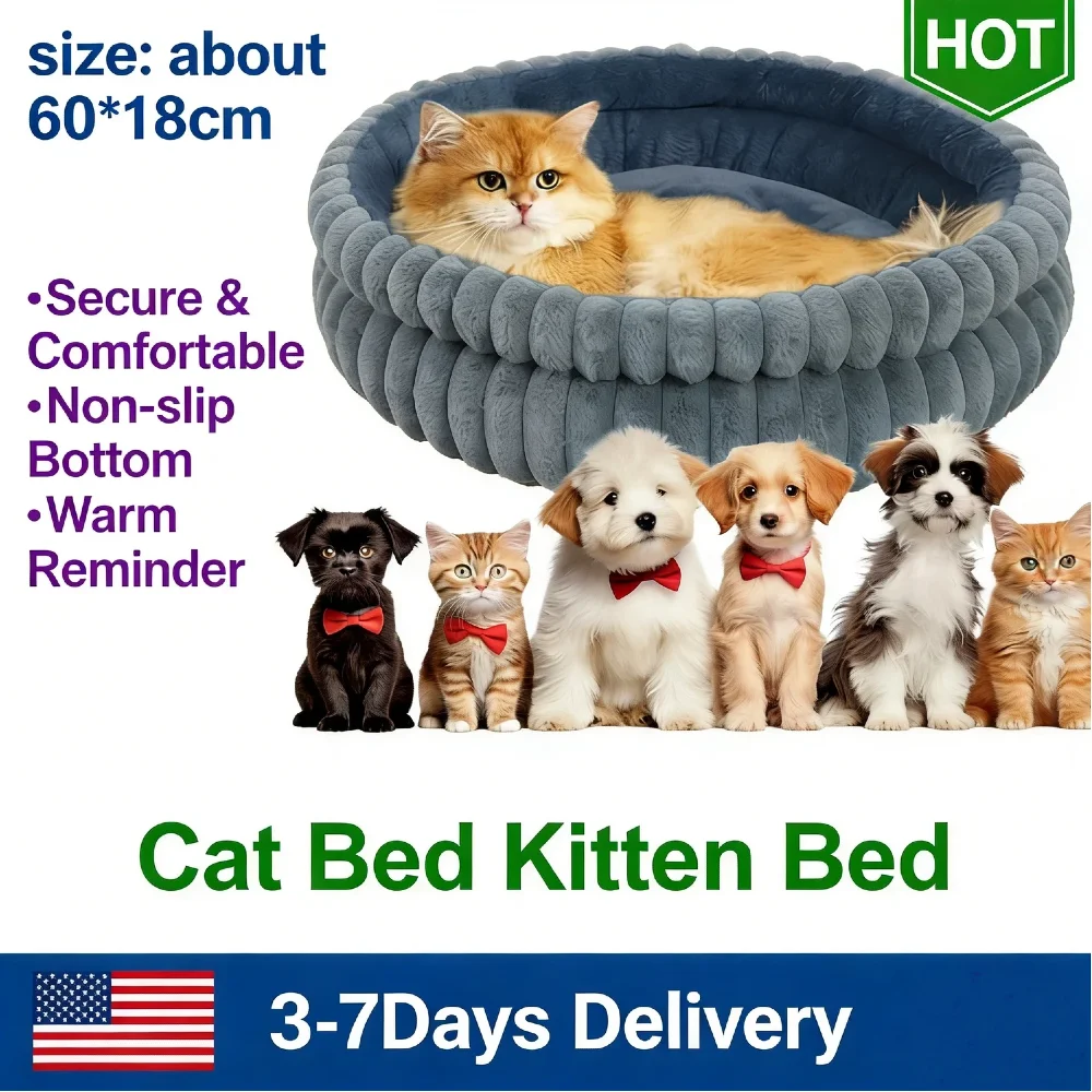 

Моющаяся круглая лежанка для кошек и собак 60 см с нескользящим дном, выдерживает нагрузку до 15 кг, мягкая, устойчивая к линьке, плюшевая, с приподнятыми краями, для использования в помещении