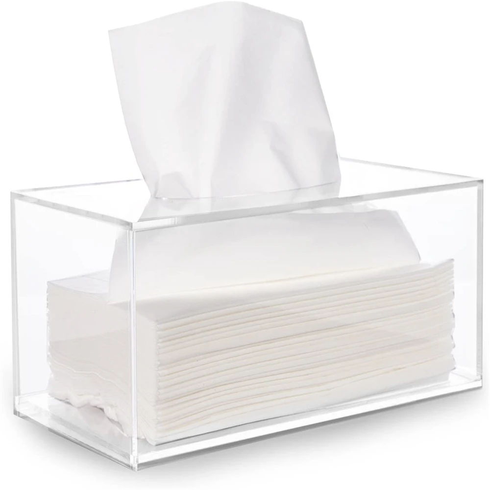 

Wholesale Custom Printed Tissue Holder Plastic Transparent Clear Cover Square Toilet Paper Acrylic Tissue Box