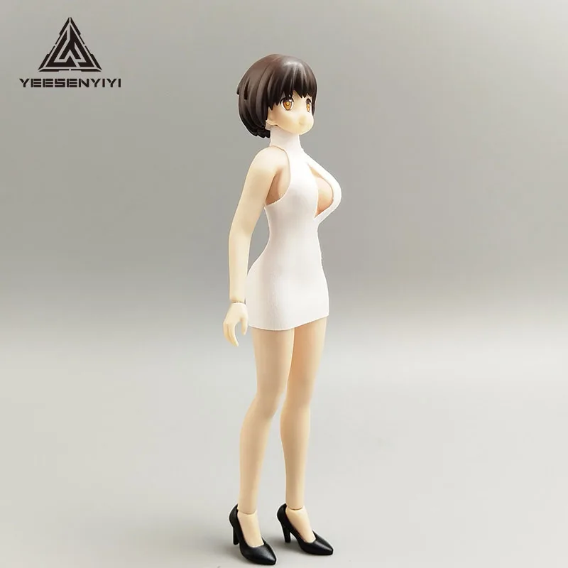 6-inch soldier with exposed chest and high neck short skirt, 1/12BJD clothing, 12 point doll clothing, suitable for mecha SHFTBL