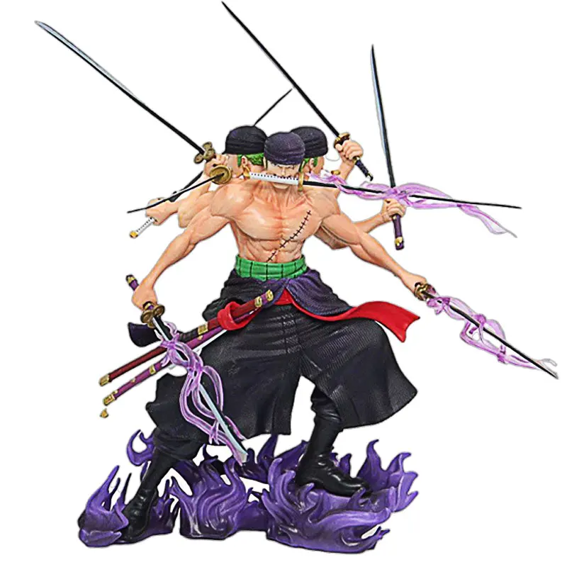 Anime de una pieza, 24 cm, estilo de nueve hojas, Roronoa Zoro, nueve cuchillos, estatua coleccionable, modelo, figura, adornos, regalos