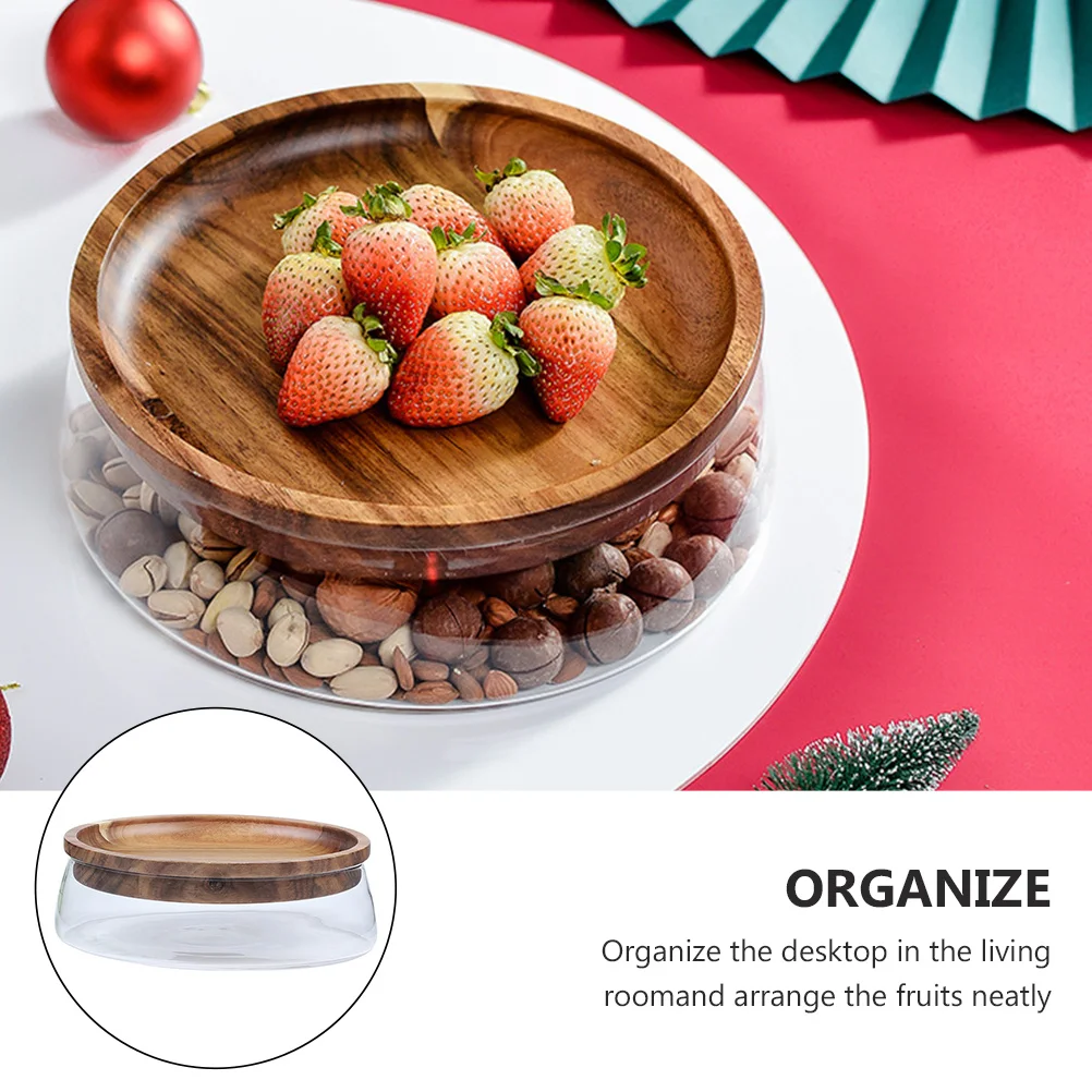 

1Pcs Double-Layer Glass Fruit Plate Simple Clean Design Multi-Color Options Compartment Storage for Candy Snacks Food Organizer