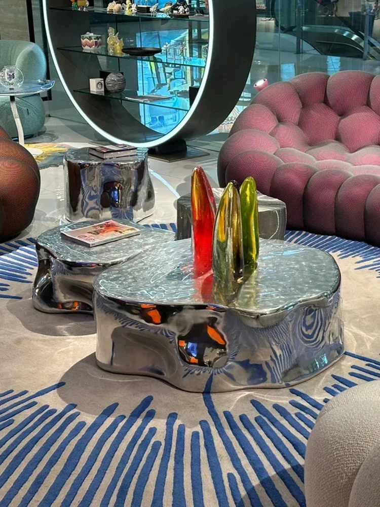 

Металлический чайный столик из нержавеющей стали в форме корня Минималистичный чайный столик