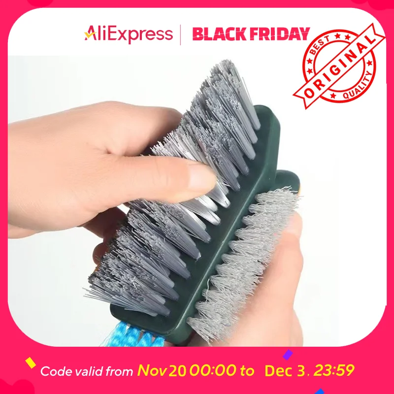 Multi-Surface Gap Cleaning Brush - Flexible Angled Head for Tiles, Grout, Bathroom Corners, Toilets, Non-Scratch Bristles (Blue/