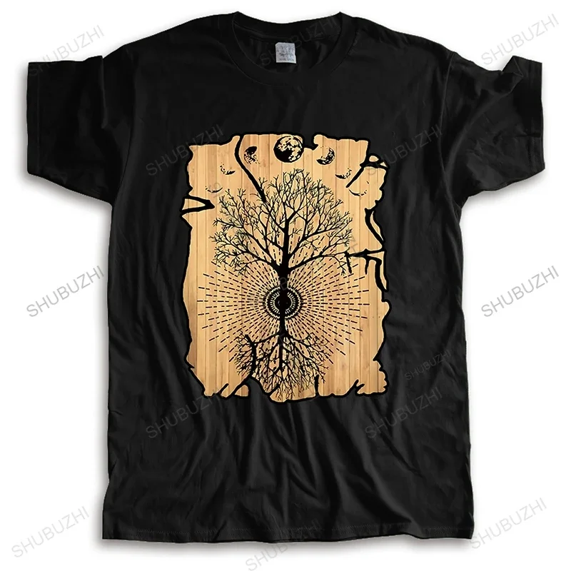 New summer t-shirt black tops for men crew neck tshirt Phases of the Moon Woodworker Vibe Tree unisex Brand Cotton Tee-shirt