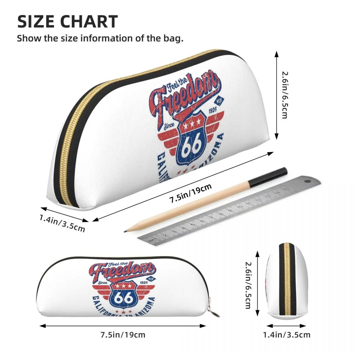 الطريق 66 الولايات المتحدة الأمريكية (1) مقلمة قلم رصاص الحقيبة تخزين لوازم مكتبية سعة كبيرة صندوق القلم حقيبة أقلام رصاص لهدايا الطلاب