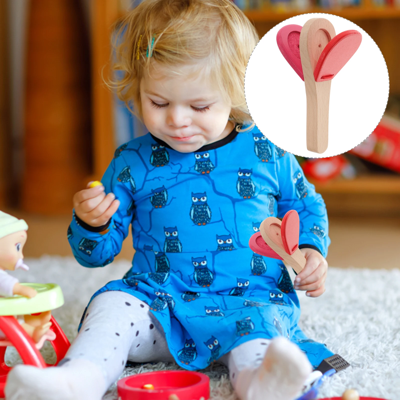 木製カスタネット ベビーリズムトイ 楽器 打楽器 おもちゃ 竹製クラッパー