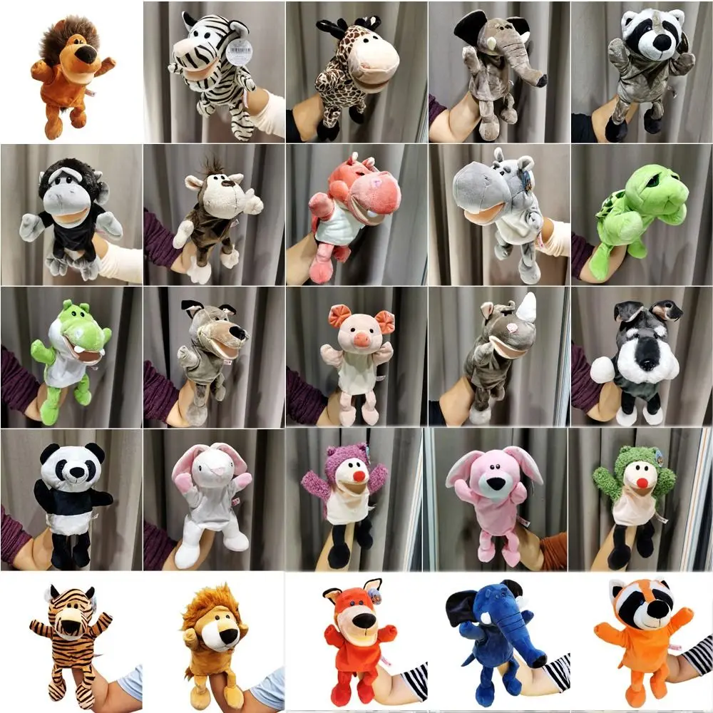 Giocattoli di peluche Animali di peluche Panda genitore-figlio Burattini per bambini Scuola materna Puntelli per storie Peluche Bambola a mano Burattino a mano animale