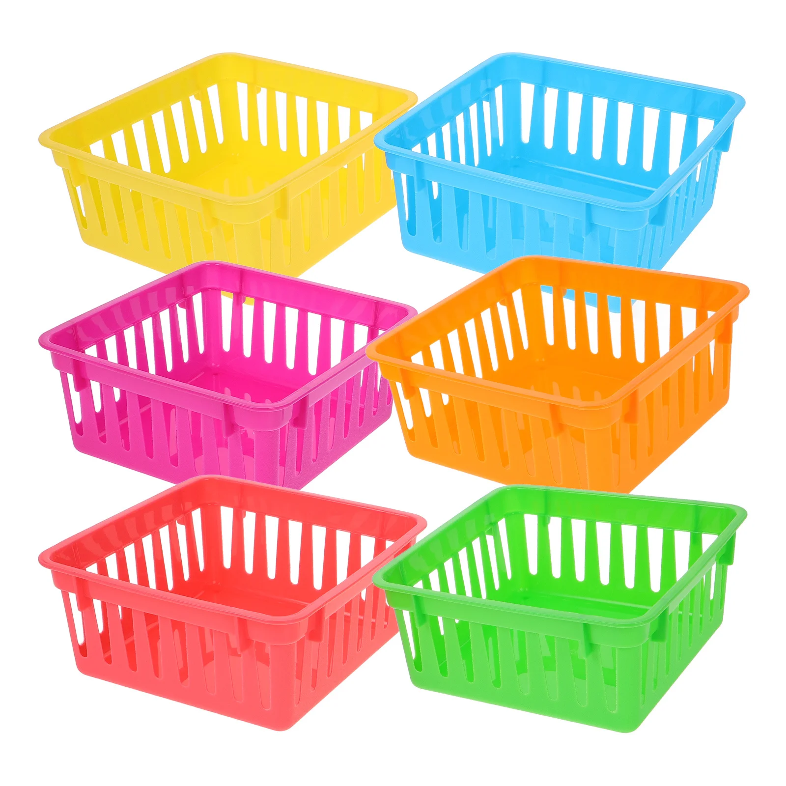 6Pcs Plastic Pencil Baskets Colorful Classroom Desk Organizers Storage Trays Utility Bins for School Office Home