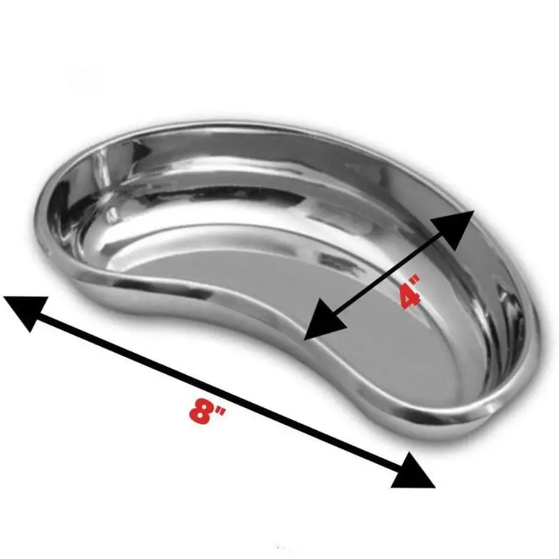 304 Stainless Steel Reusable 8 Inch Kidney Tray Silver Emesis Bowl Mixing Organizer Medic Waste