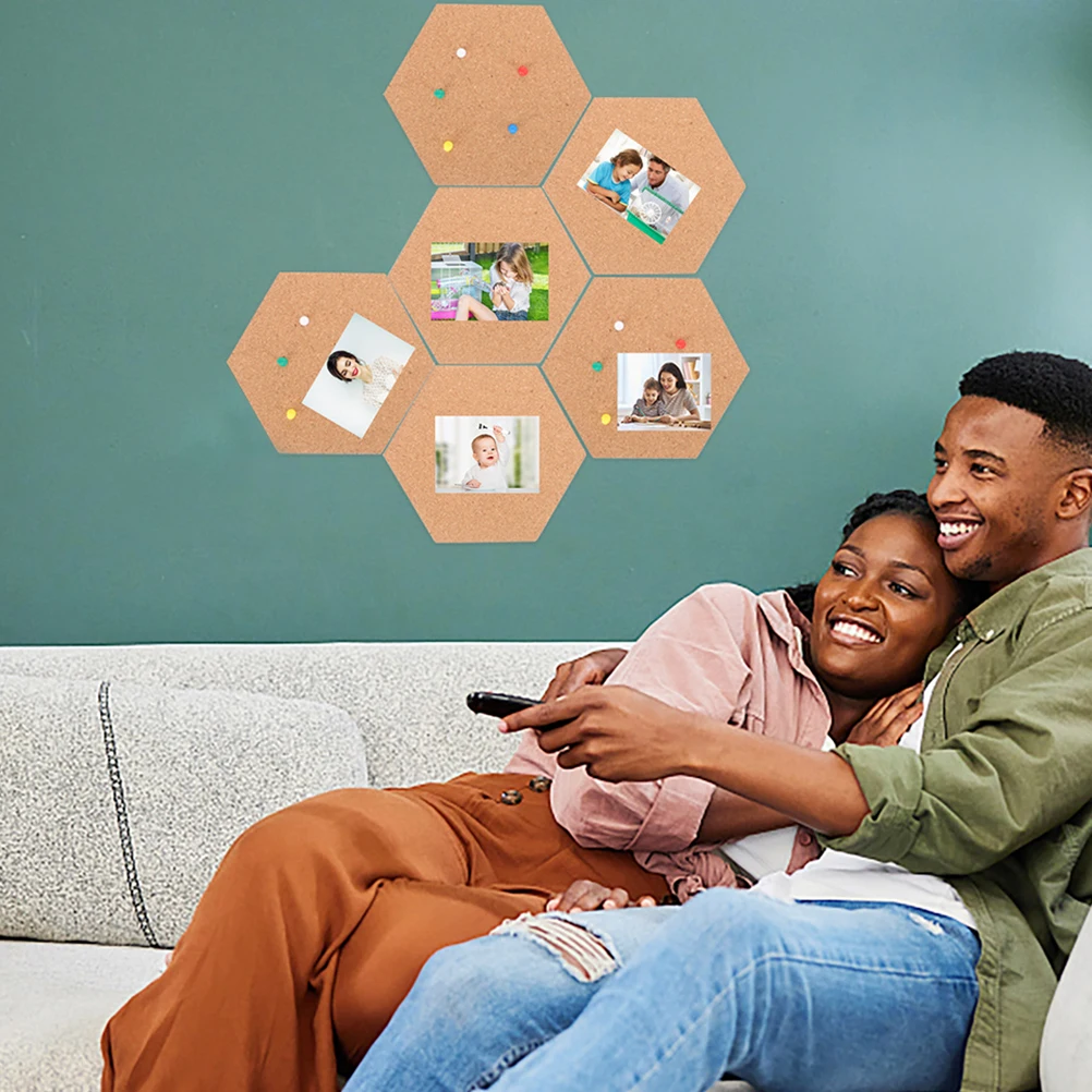 

1Set Hexagon Cork Board Soft Textured Self-Adhesive Bulletin Notice Board Office Wall Cork Boards Office Notice Boards