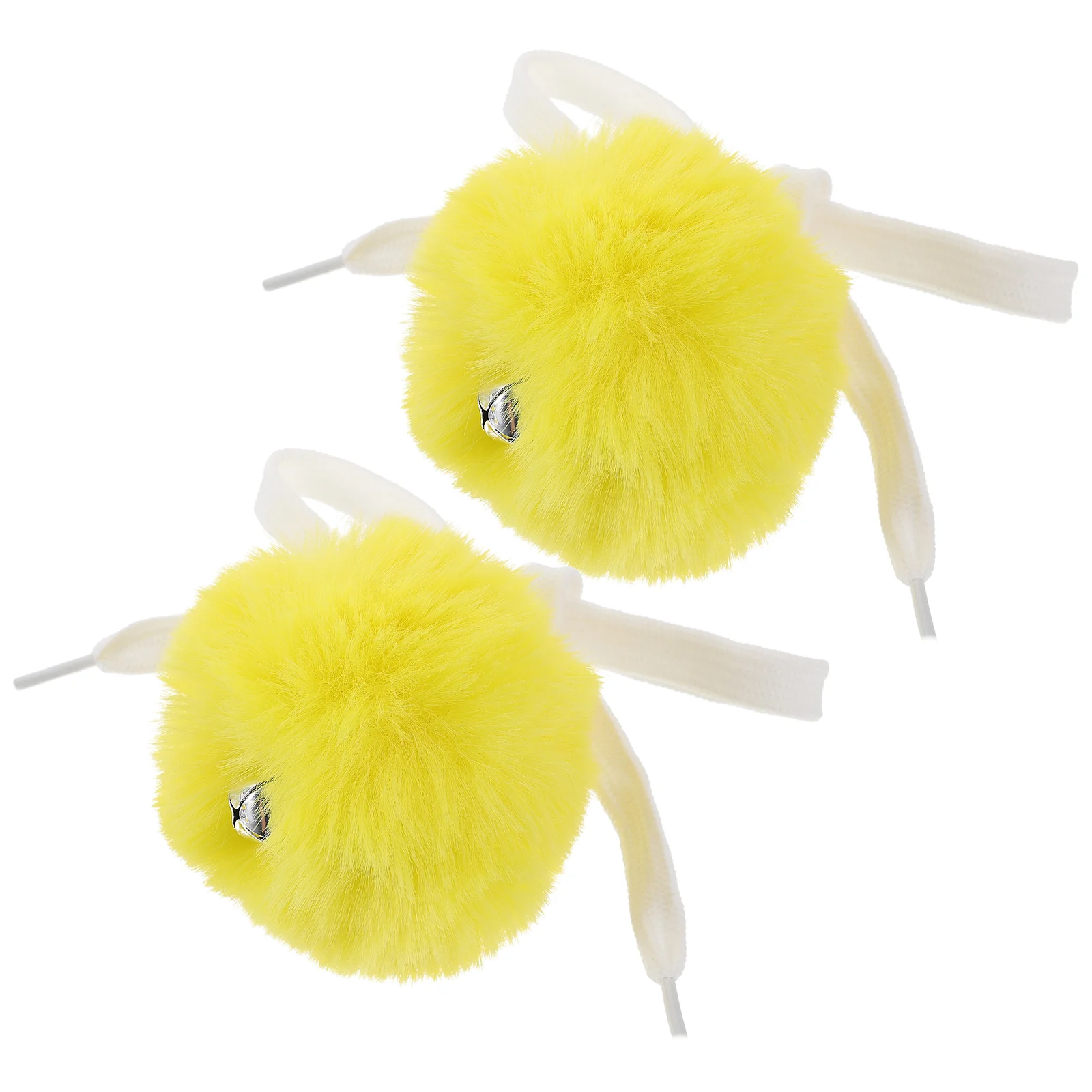 

2 Pcs Skate Fur Ball Skates Laces Roller Pom Poms Skating Pompom with Bell Fluffy Balls Artificial