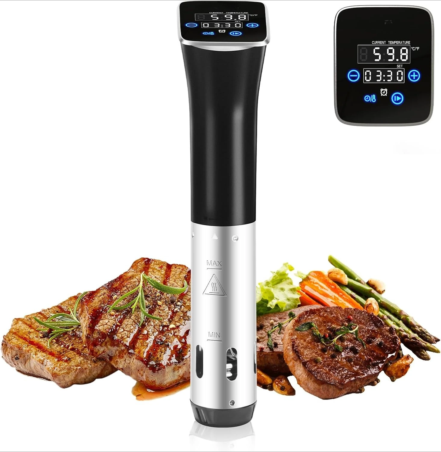1100W IPX7 Waterproof Sous Vide Circulator, Precise Temperature Control, Fast Heating, Easy to Store for Home Kitchen