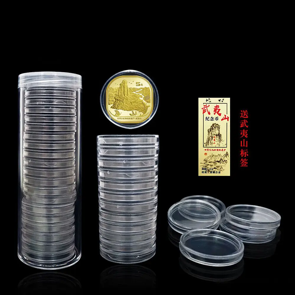 20Pcs 30mm  Clear Plastic Round Collection Box Holder Organizer with Storage Box