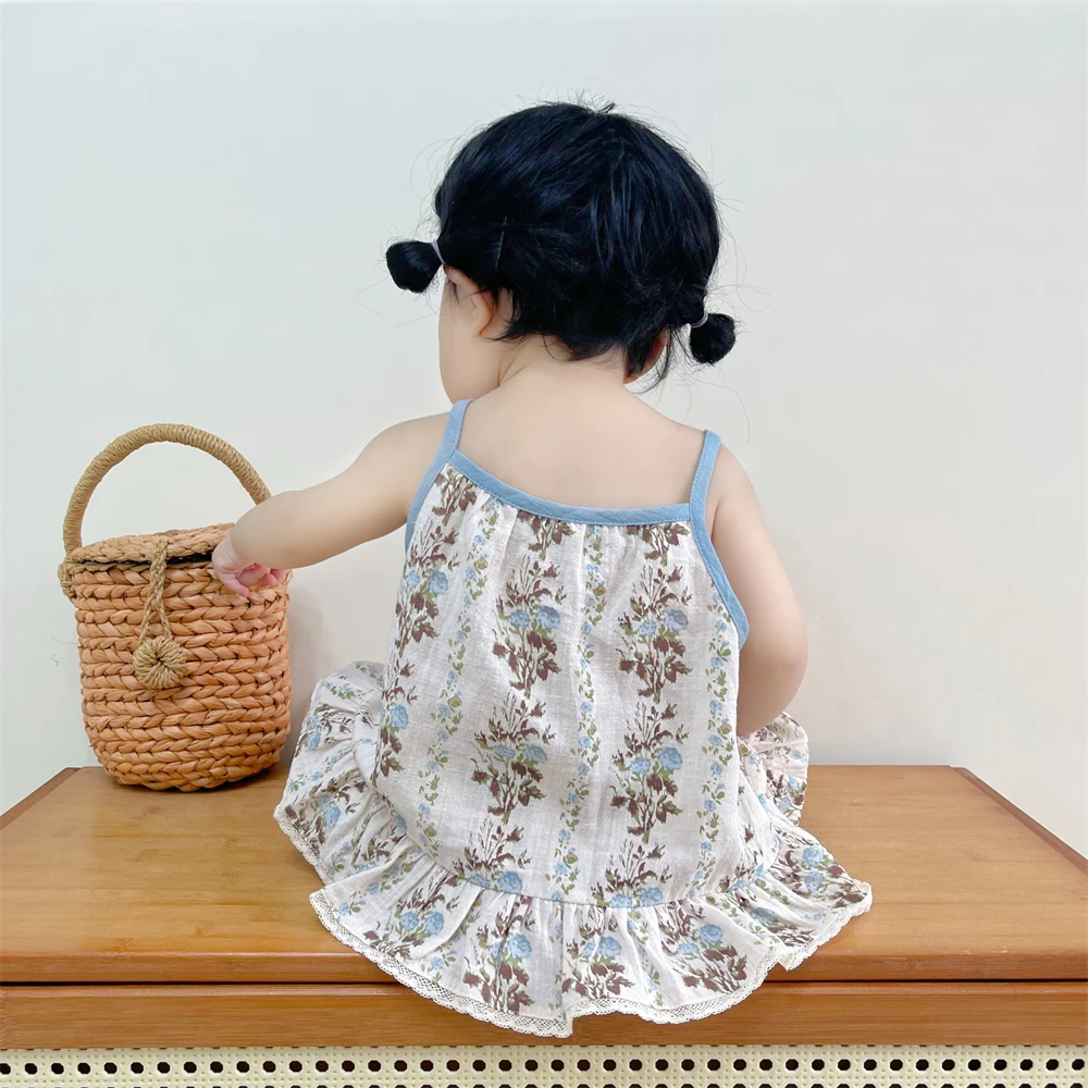 Newborn Summer Baby Clothing Set Infant Girls Camisole And Bloomer 2 Pcs Girls Clothes Set