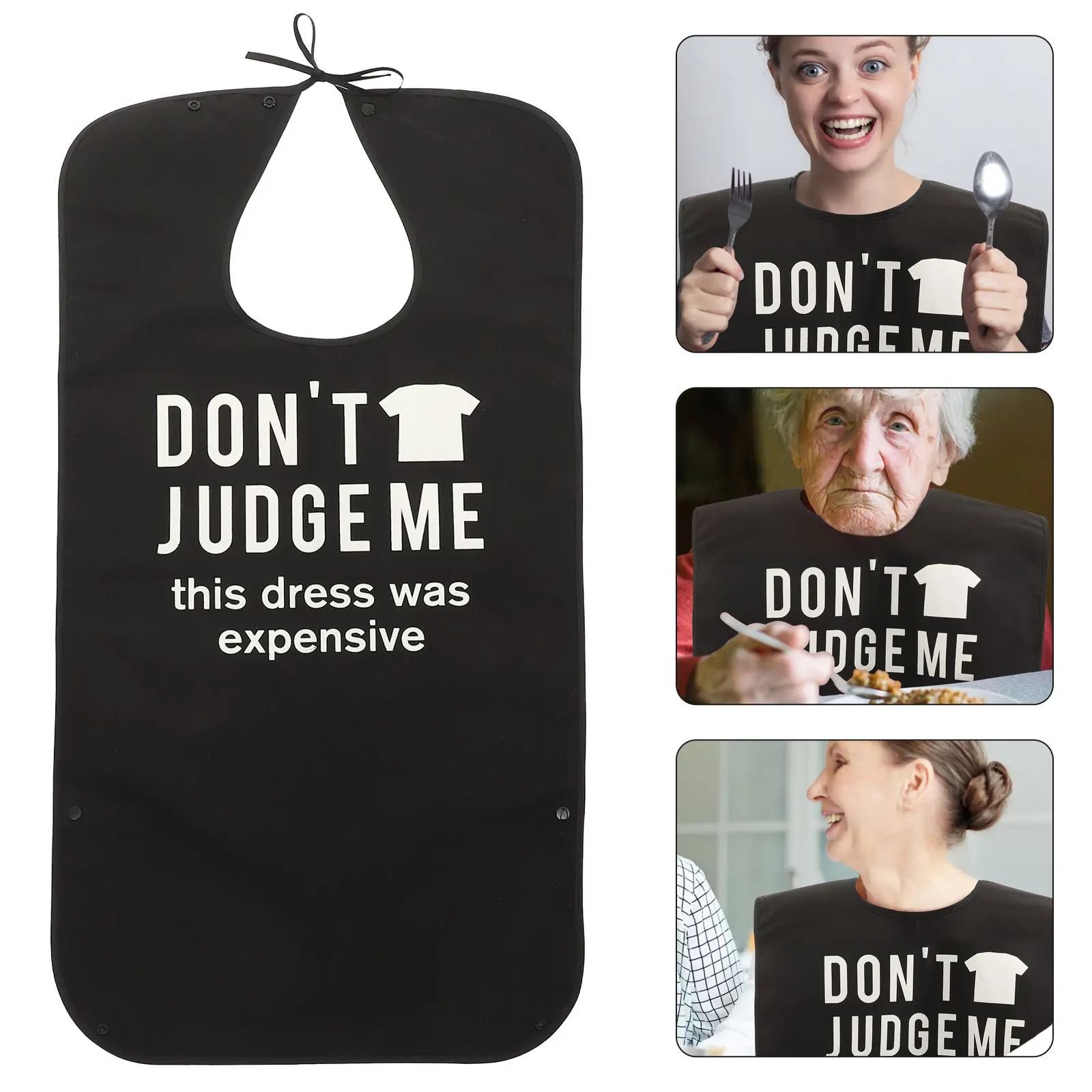 Adult Waterproof Bib Polyester Comfortable Adjustable Dinner Apron Elderly Bib Wear-Resistant Clothing Protector Reusable