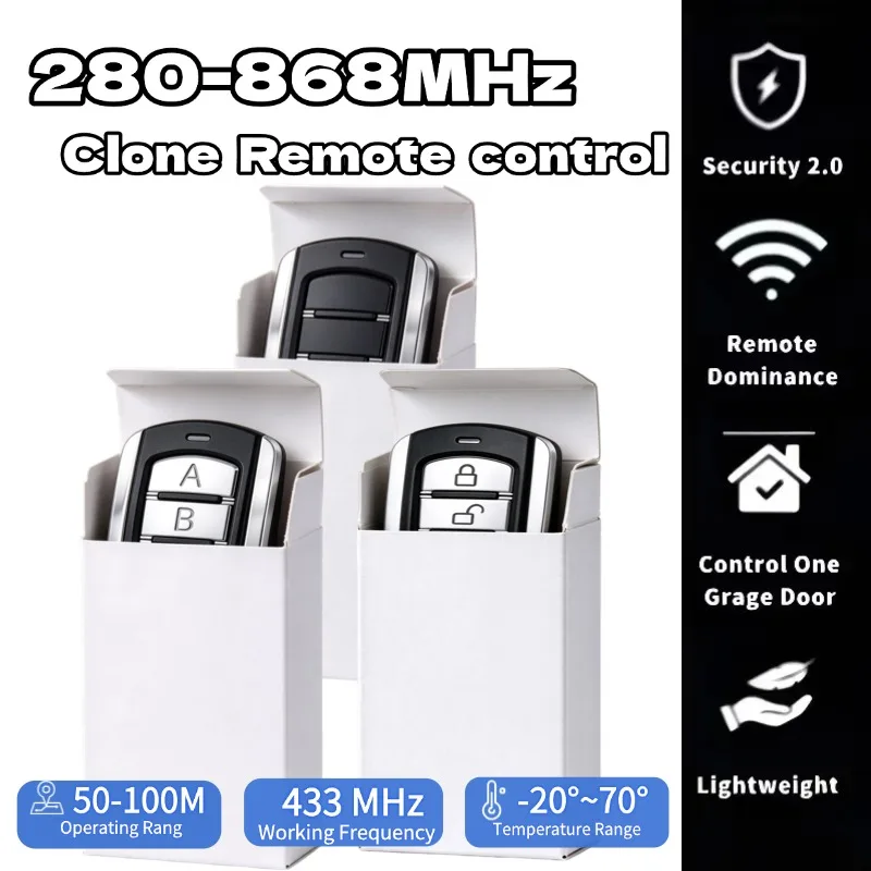 Self-copy Multi Frequency 280 to 868 MHz 4 in 1 Garage Gate Remote Control Duplicator Keychain Barrier Fixed Rolling Code Clone
