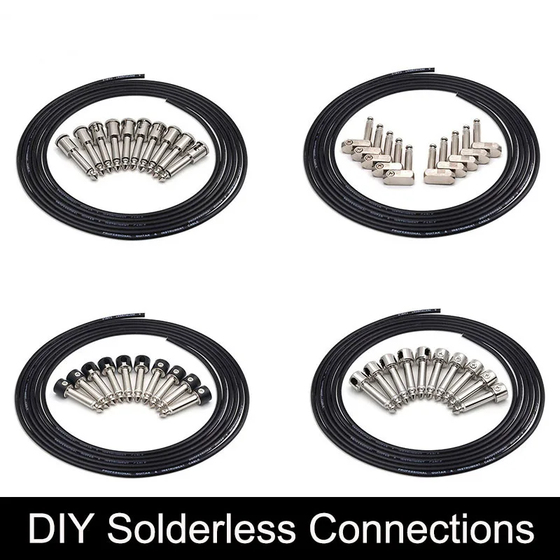 10 Solderless Cable Kits Connections Design Guitar Cable DIY Guitar Pedal Patch Kit Black Cap Jack 3M Cable (4 Plug Styles)