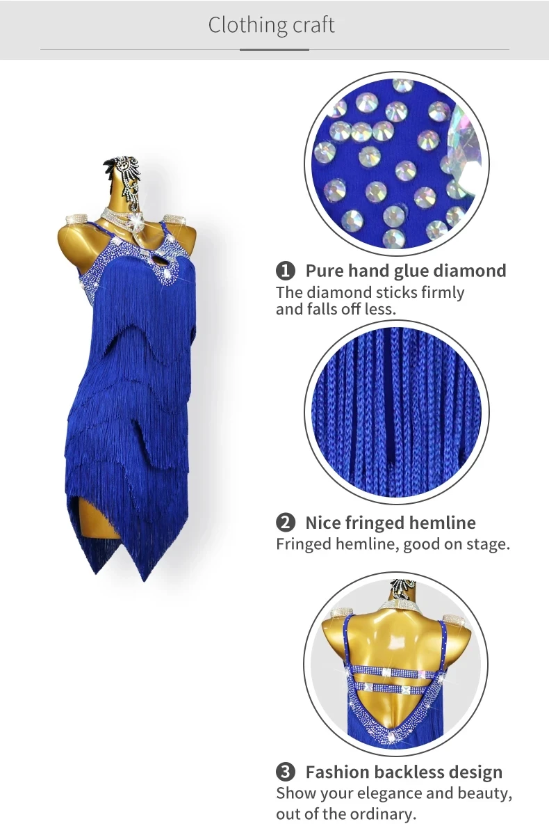 Sexy Lateinamerikanische Tanzkleidung Damen Samba-Partykleid Mädchen Übungsrock 2026 Fransen-Kostüm Prom Midi Tanzkleidung Bühnen-Tanzkleidung – Detail 6
