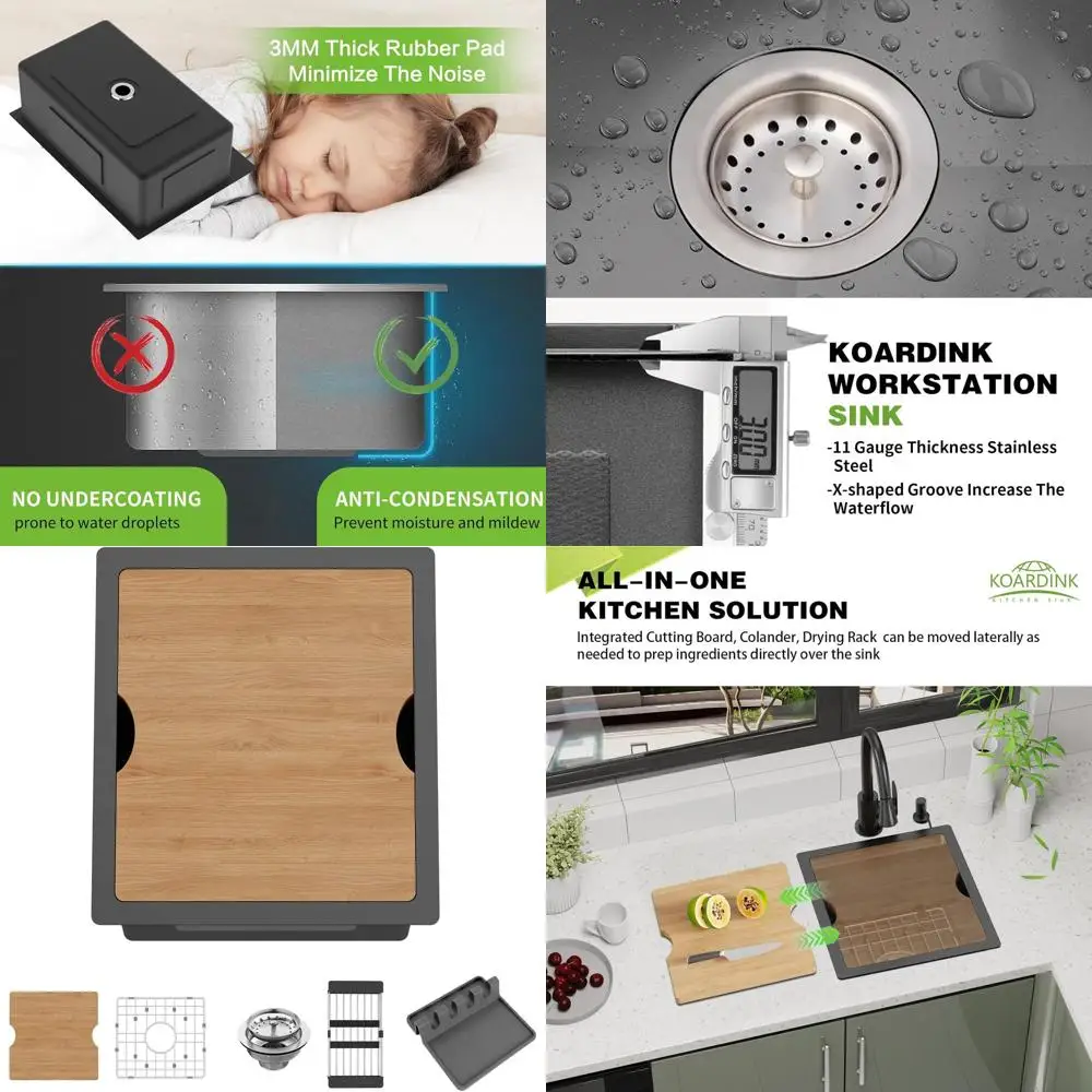 

Кухонная мойка из нержавеющей стали 15x17 дюймов, одинарная, подстольная, с решеткой и разделочной доской в комплекте