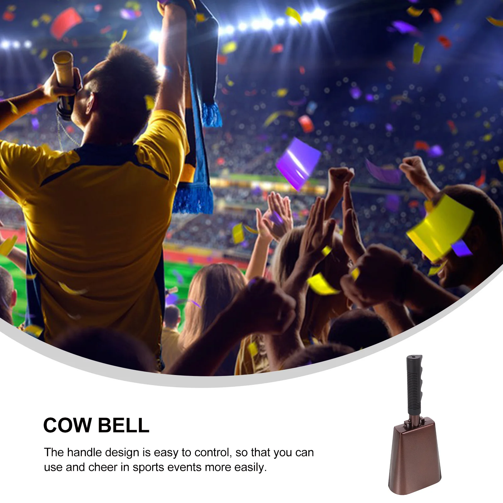 

Handled Cowbell Brown GAK710 Sturdy Compact Lightweight Loud Sound Store Suitable Football Basketball Focus