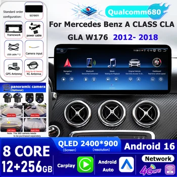 Samochodowy odtwarzacz multimedialny z Androidem 16, CarPlay, ekran dotykowy do Mercedesa Klasy A, CLA, GLA W176 2012 - 2018, GPS, Navi, Bluetooth, WiFi