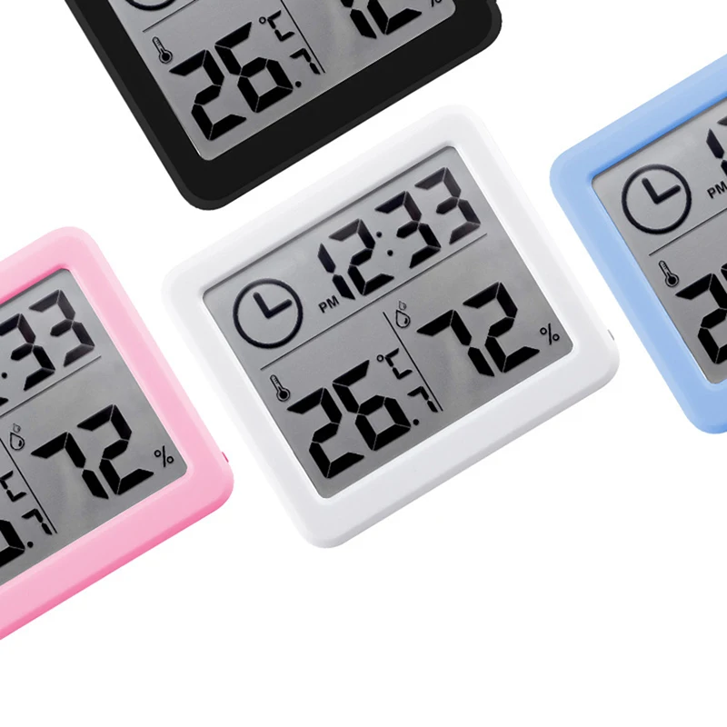 Multifunction Thermometer Hygrometer Automatic Electronic Temperature Humidity Monitor Clock 3.2inch Large LCD Screen