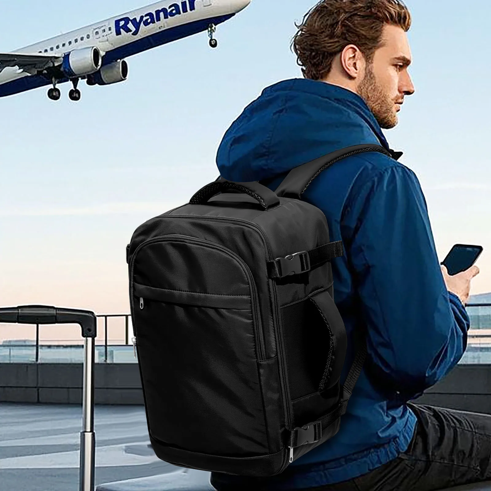 Zaino da viaggio per aereo da cabina da uomo da 15,6 pollici 40x30x20, zaino da cabina per bagaglio a mano Wizzair 40x30x20, zaino universitario